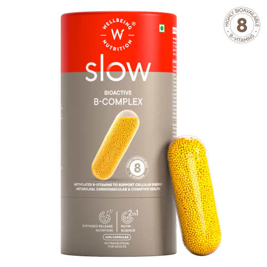 Wellbeing Nutrition Methylated B-Complex Slow Caps— B1, B2, B3, B5, B6, B7, B9 and B12 (60's)