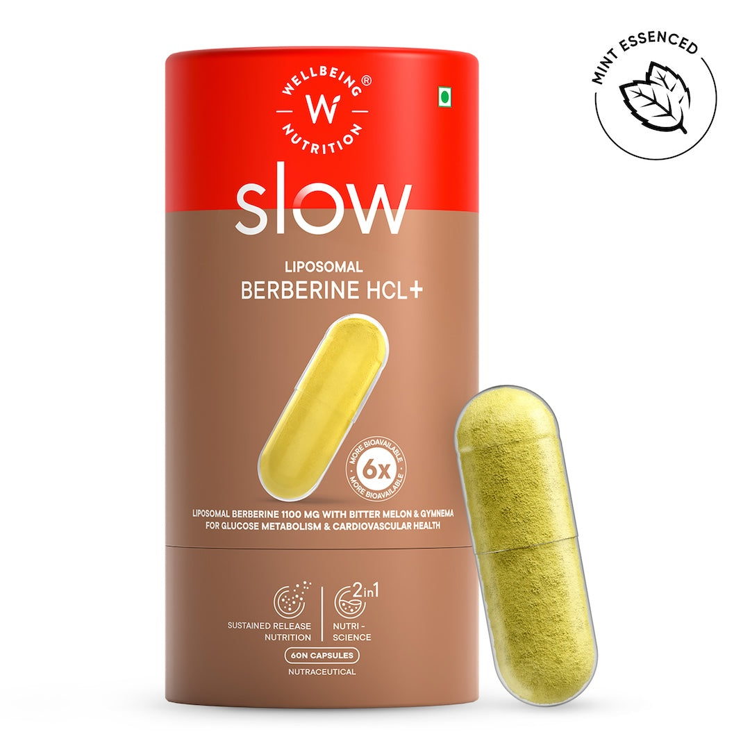 Wellbeing Nutrition Liposomal Berberine HCL+ Slow Caps — Berberine, Gymnema Sylvestre, Cinnamon, Chromium, Black Pepper & Bitter Melon (60's)