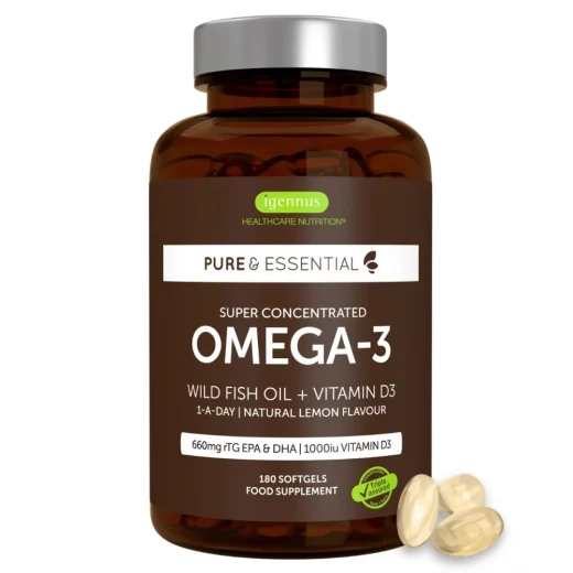 Igennus Healthcare Nutrition Omega-3 Wild Fish Oil & Vitamin D3 Softgels (180's)