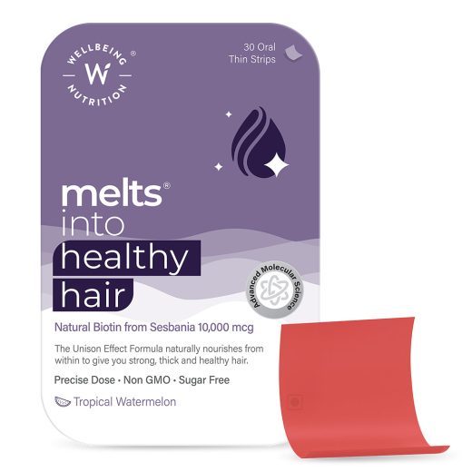 Wellbeing Nutrition Melts® Healthy Hair Biotin Oral Strips — Biotin 10,000mcg, Zinc & Silica (30's)