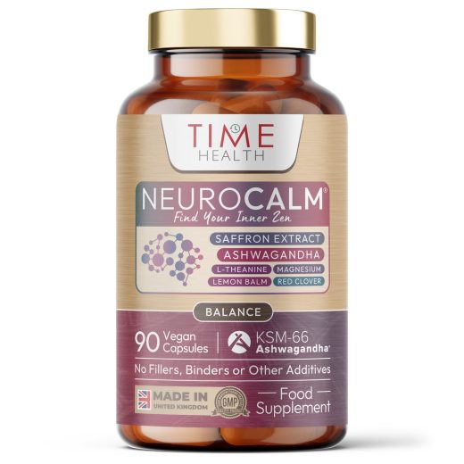 Time Health NeuroCalm Vcaps — Saffron, KSM-66 Ashwagandha, L-Theanine, Magnesium, Lemon Balm, Red Clover (90's)