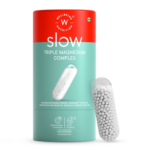 Wellbeing Nutrition Triple Magnesium Complex Slow Caps— Magnesium Bisglycinate, Magnesium Threonate & Magnesium Citrate (60's)