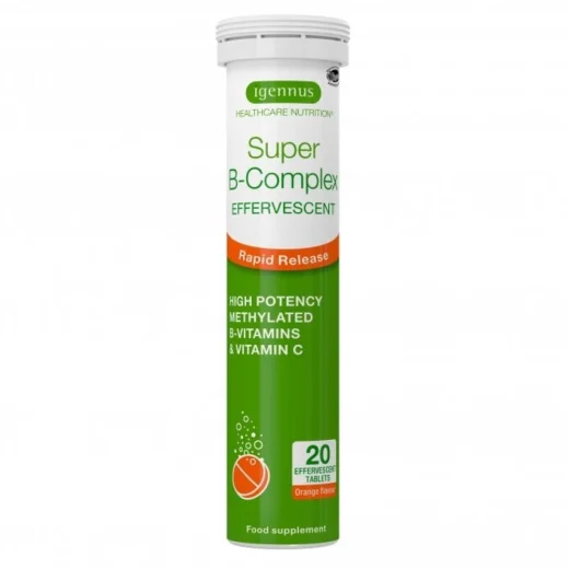 Igennus Healthcare Nutrition Super B-Complex Effervescent Tabs — Orange Flavour (20's)